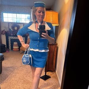 Blue Dress with White Accents